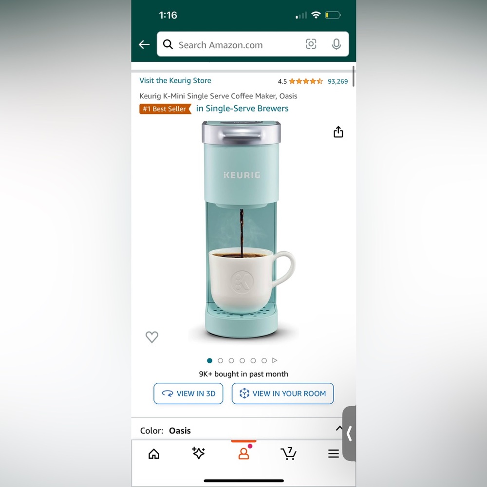 NWT Keurig K-Mini Single Serve Coffee Maker, Oasis